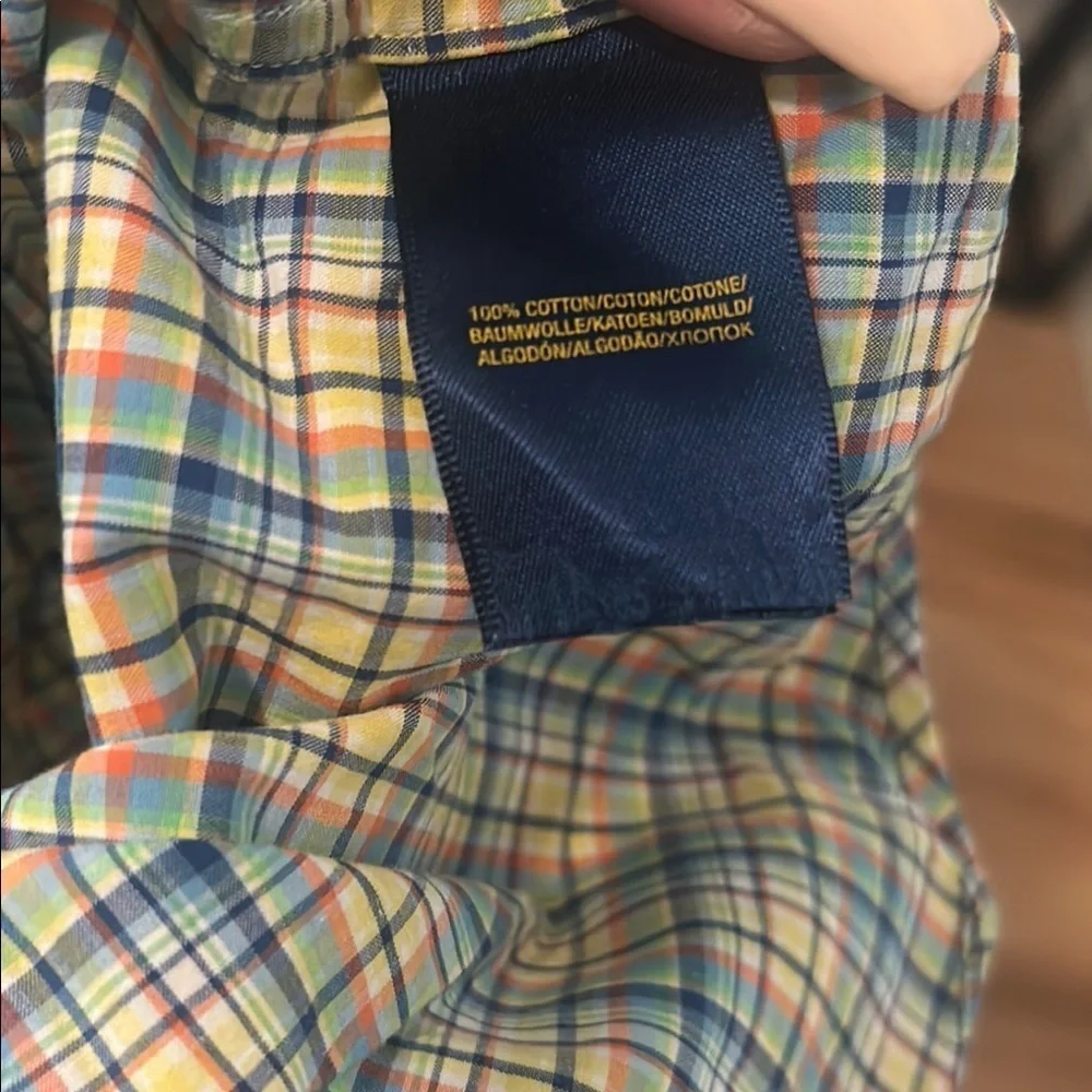 Ralph Lauren Blue and Orange Plaid Button Down Shirt